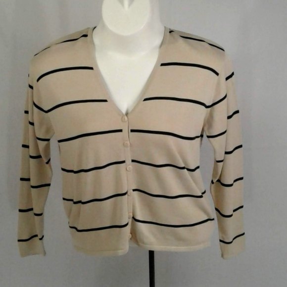 Striped cardigan Tan & Black Horizontal Striped - Picture 1 of 3